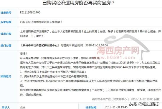 问答：在福州已购买经济适用房，能否再买商品房？